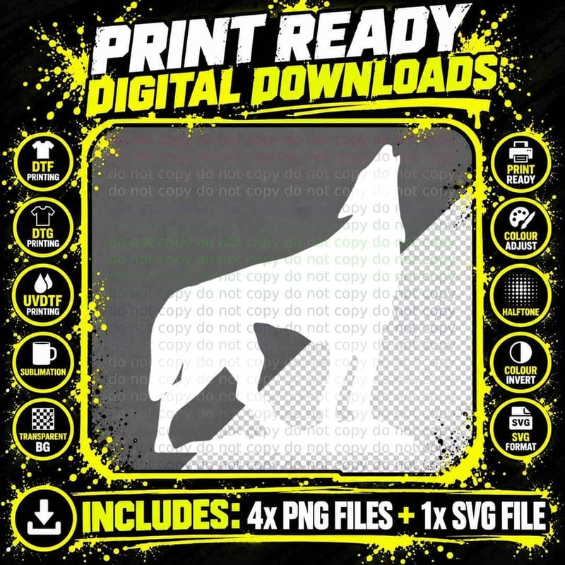 Wolf Howling on Hind Outdoor T-Shirt Png SVG Digital Bundle