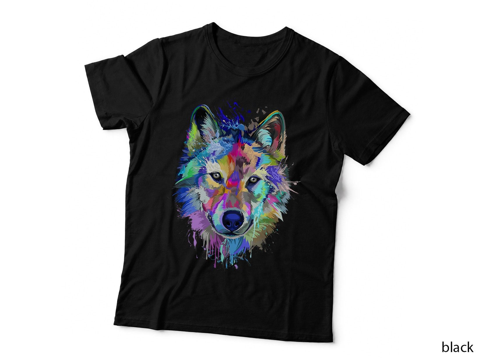 Wolf Splash Art Animal Face, Wolf Lover, Nature Inspired, Wildlife T-Shirt
