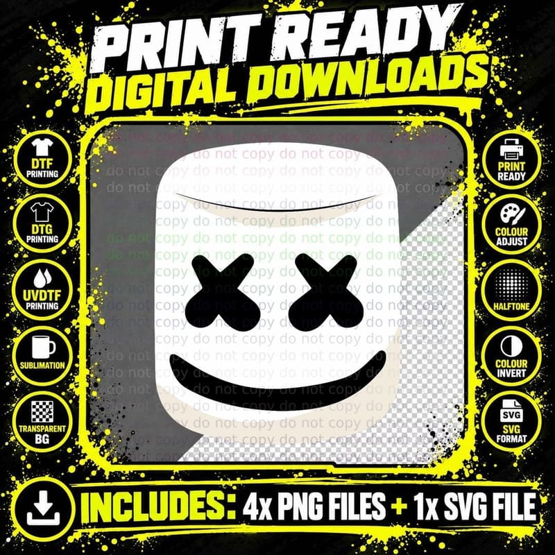 X Eyes Marshmallow Smores Camping Marshmallow X-Eyes Png SVG Digital Bundle