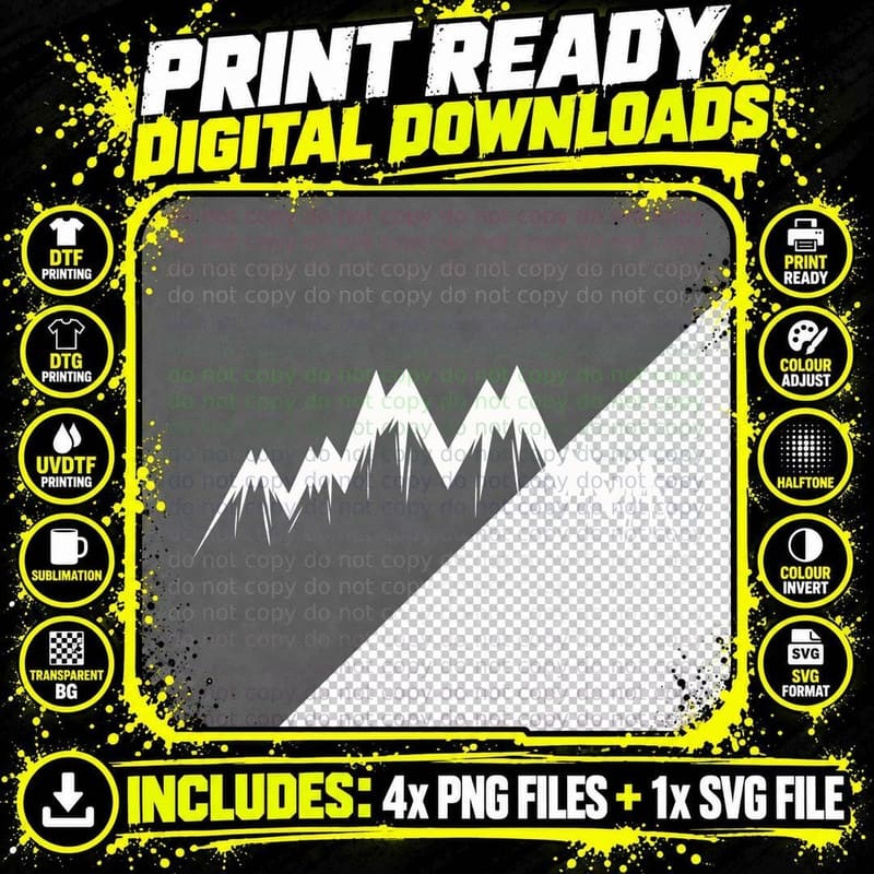 Zigzag Mountain Pattern Outdoor T-Shirt Png SVG Digital Bundle