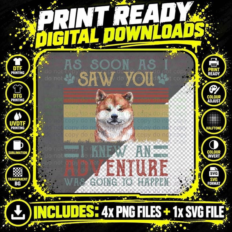 Akita Inu Adventure T-Shirt, Vintage Retro Style Png SVG Digital Bundle