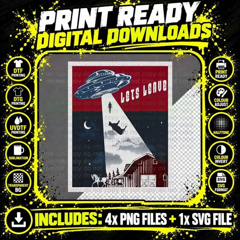 Alien Abduction Funny T-Shirt, Sci-Fi Humor Png SVG Digital Bundle