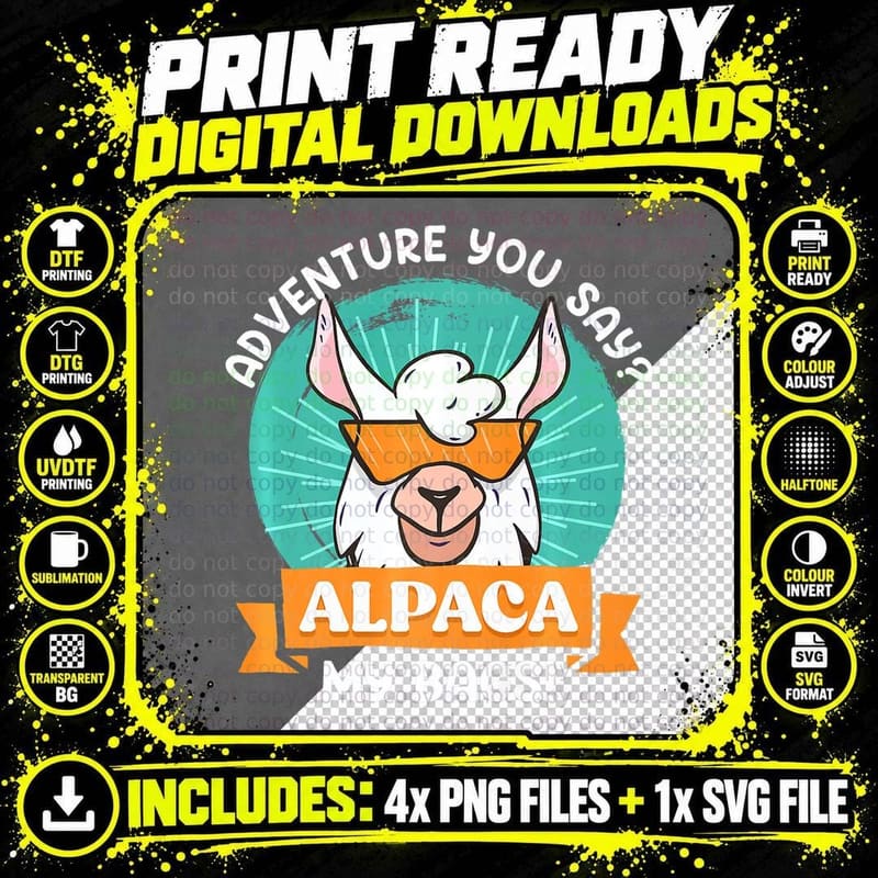 Alpaca My Bags Funny T-Shirt, Hiking Adventure Style Png SVG Digital Bundle