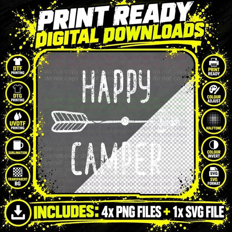 Arrow Happy Camper Accessories Kids Boho Clothes Camping Png SVG Digital Bundle