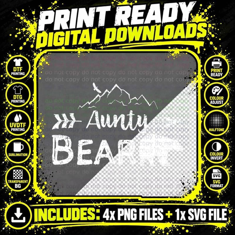 Aunty Bear Matching Family Aunt and Uncle Camping Gift Png SVG Digital Bundle