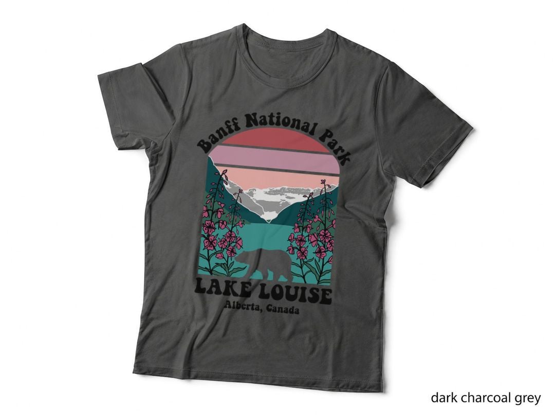 Banff National Park Lake Louise Retro Floral Mountain T-Shirt