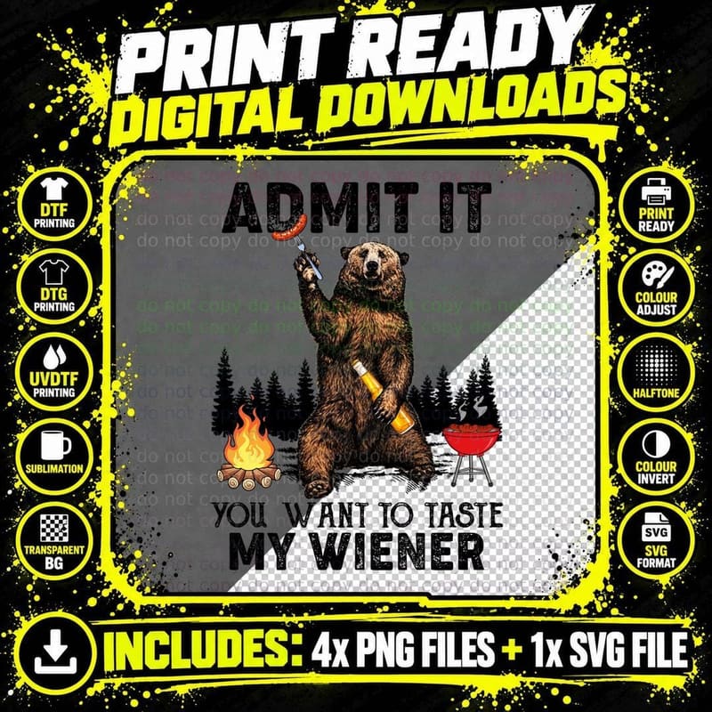 Bear Grilling T-Shirt, Funny Camping Design Png SVG Digital Bundle