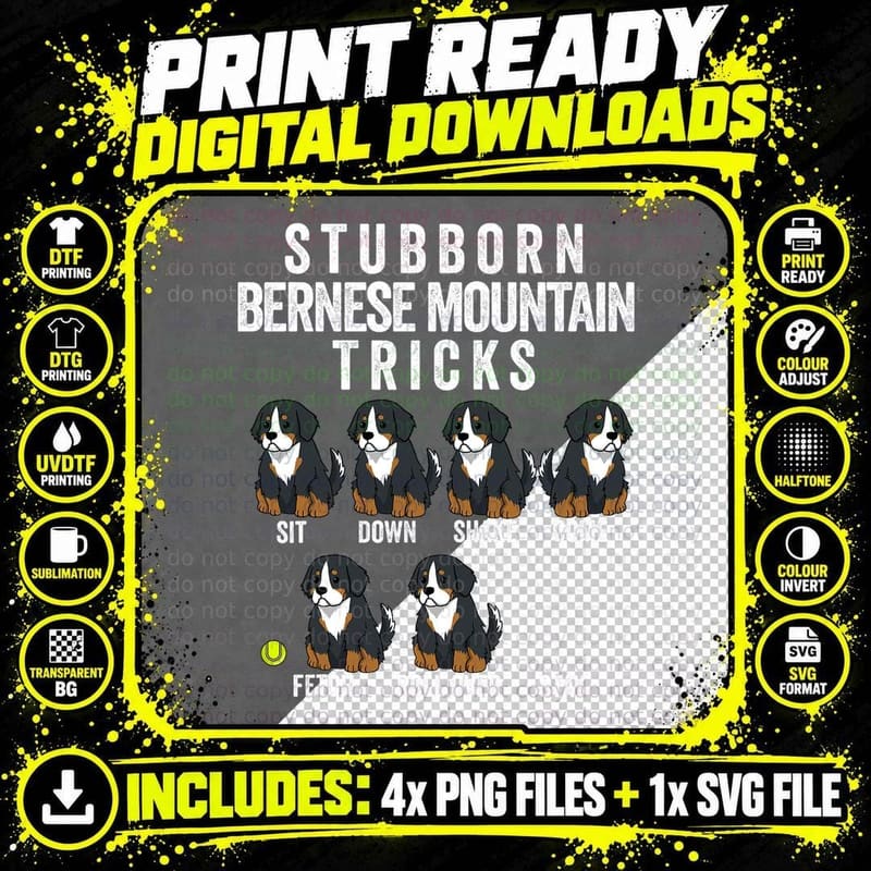 Bernese Mountain Dog T-Shirt, Cute Puppy Print Png SVG Digital Bundle
