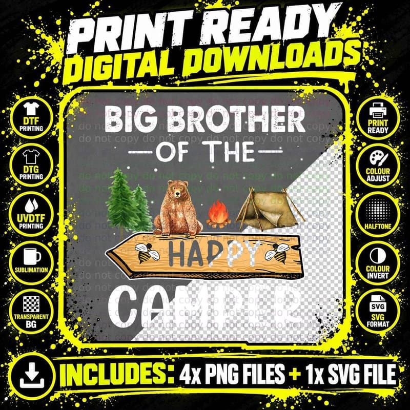 Big Brother of the Happy Camper T-Shirt Png SVG Digital Bundle