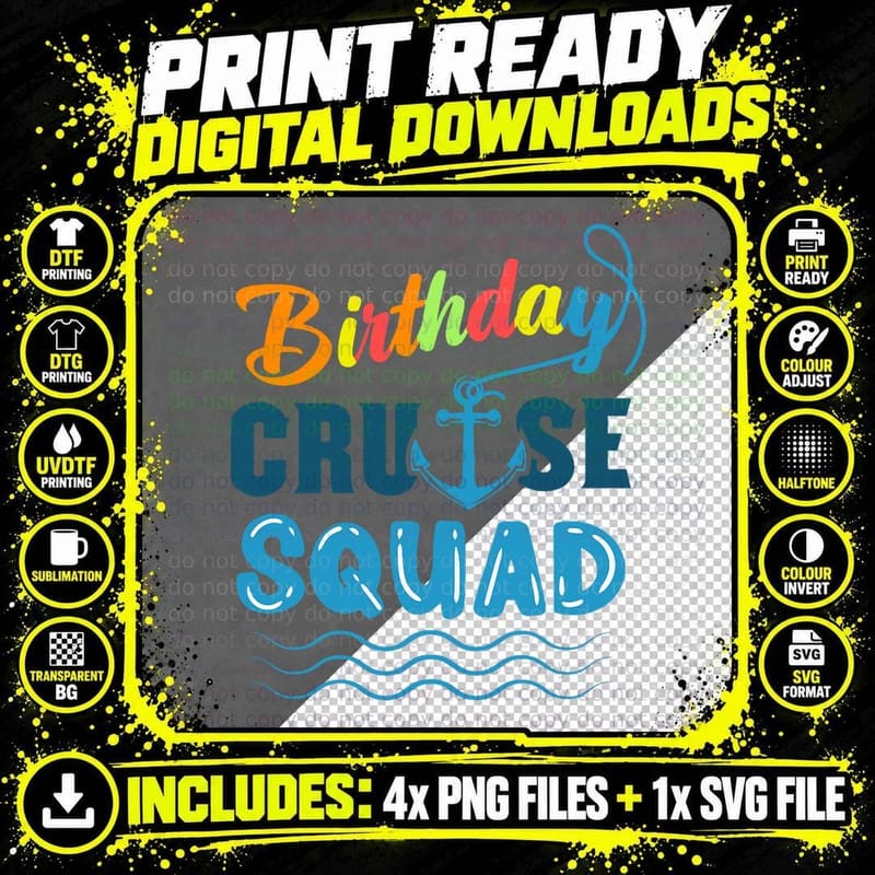 Birthday Cruise Squad T-Shirt, Nautical Adventure Png SVG Digital Bundle