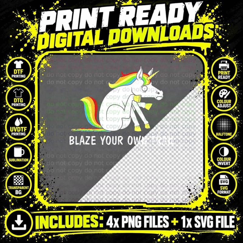 Blaze Your Own Trail Unicorn Mountain Outdoor Adventure Png SVG Digital Bundle