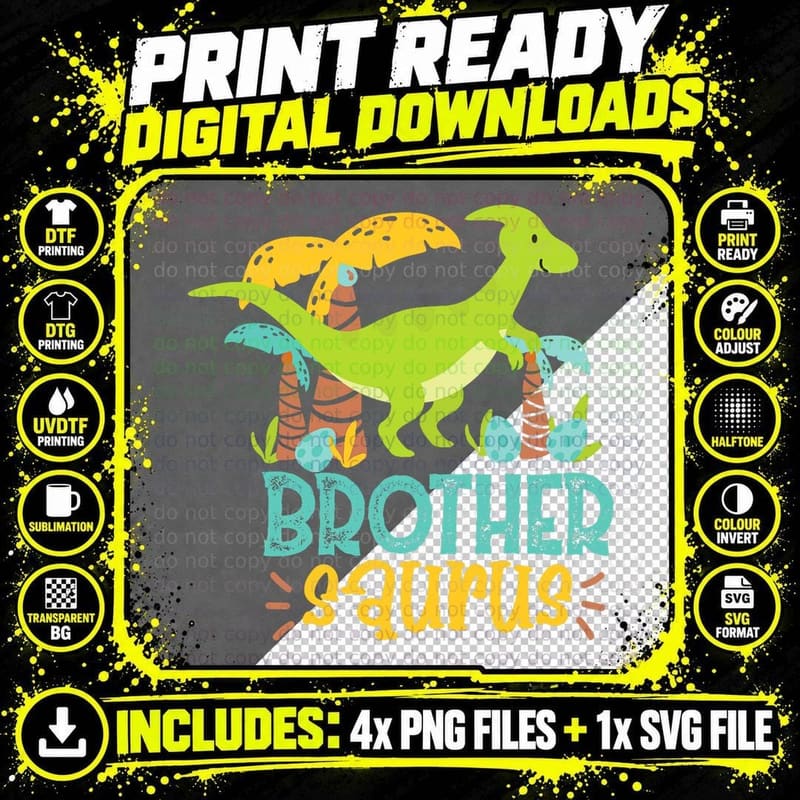 Brother Saurus Rex Dinosaur Kids T-Shirt Png SVG Digital Bundle