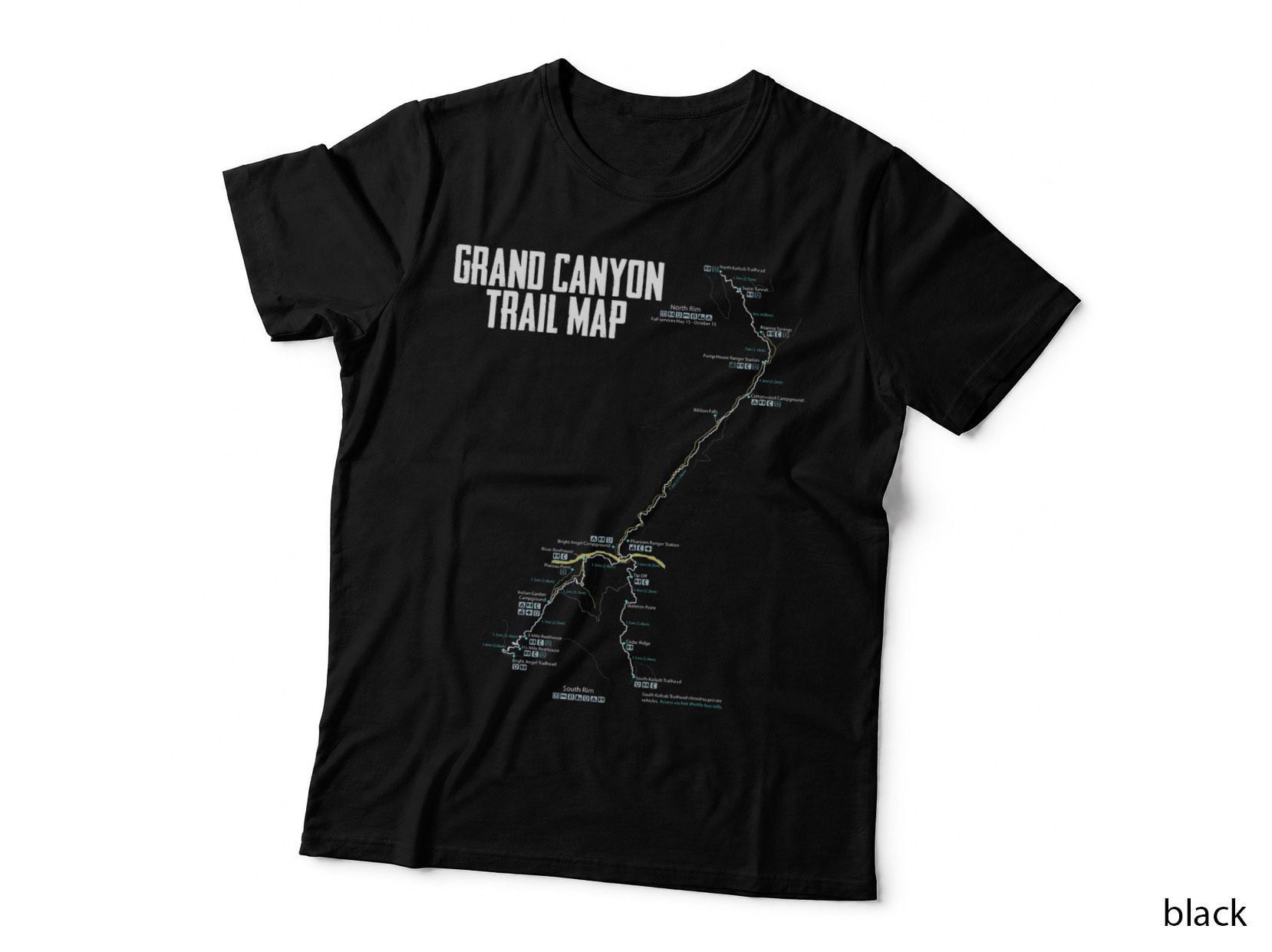 Camp Grand Canyon National Park Trail Map Camping Hiking T-Shirt