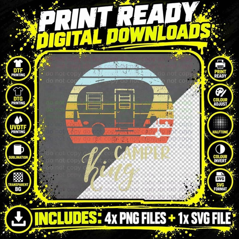 Camper King Classy Sassy Smart Assy Matching Couple Png SVG Digital Bundle