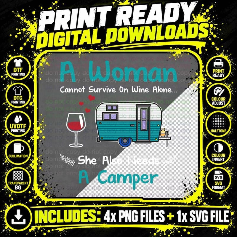 Camper Life T-Shirt, Camping Adventure Style Png SVG Digital Bundle
