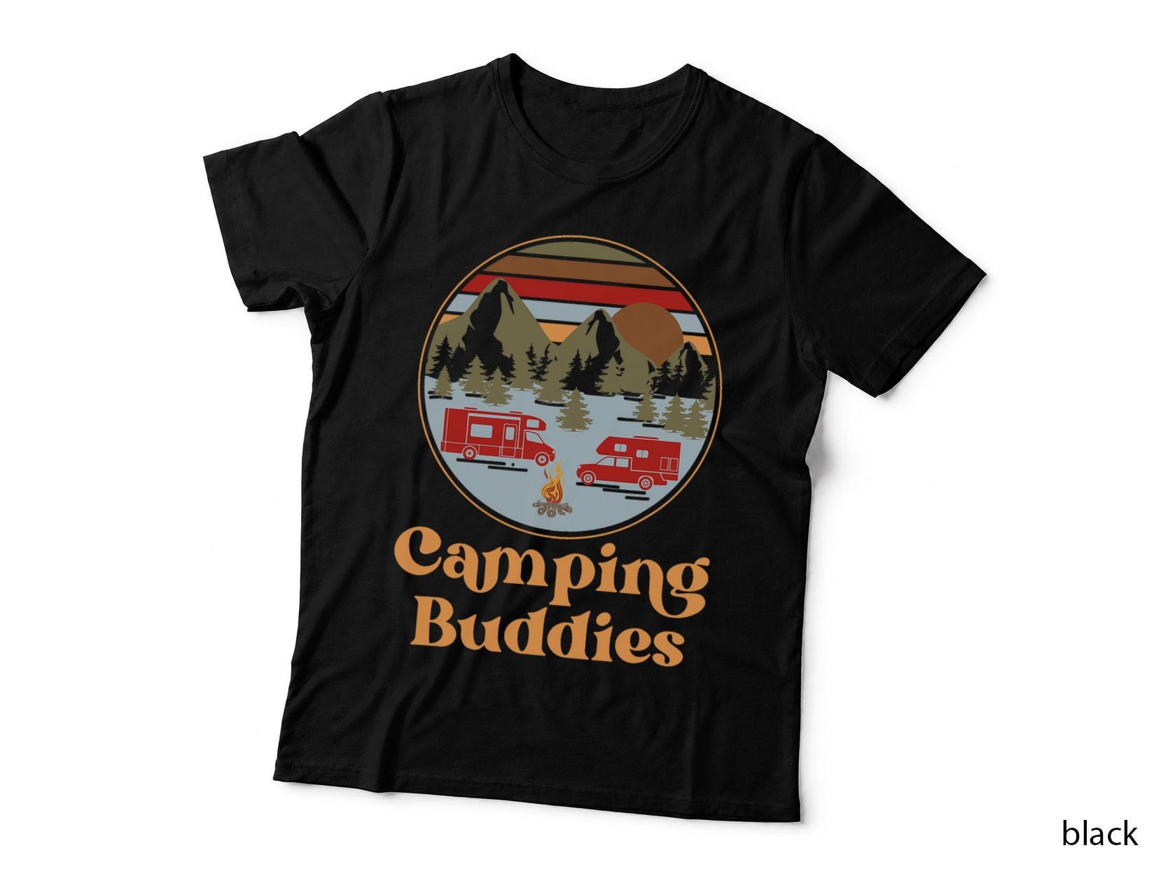 Camping Buddies Motorhome Campervan Retro Vintage T-Shirt
