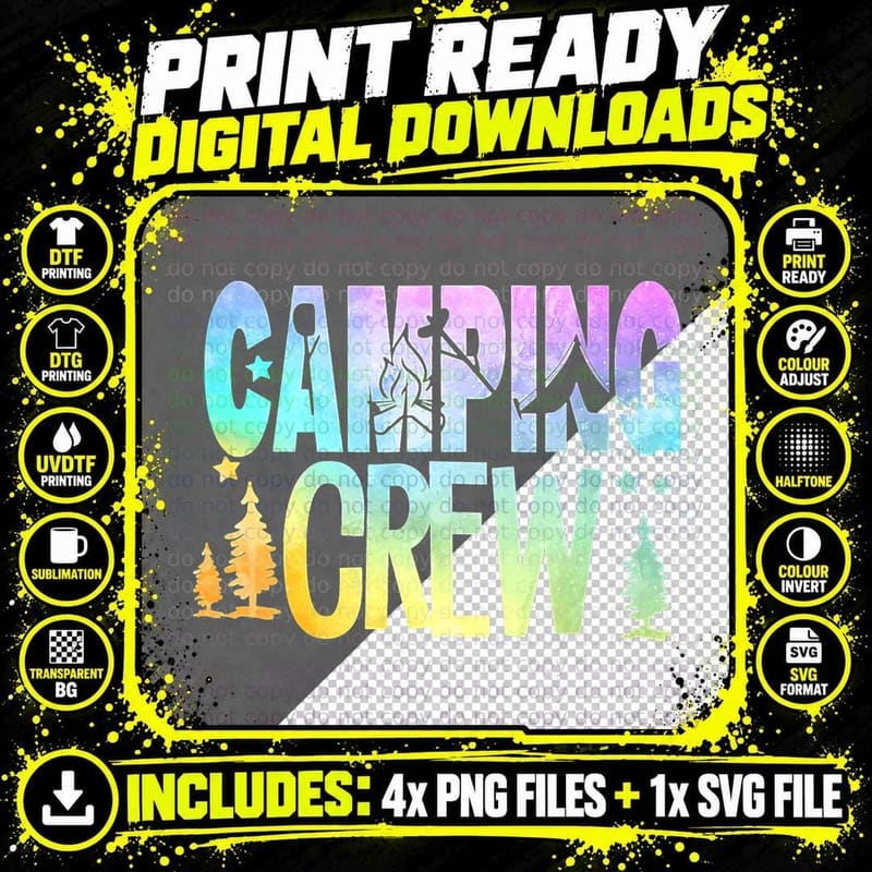 Camping Crew Rv Camper Outdoors Vacation Adventures Png SVG Digital Bundle