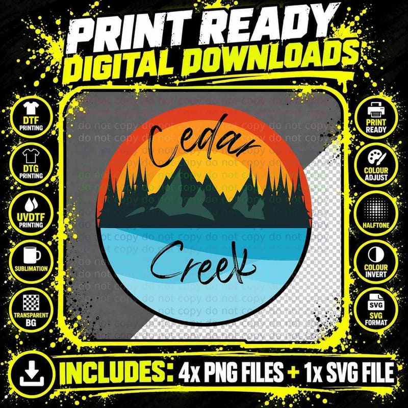 Camping Graphic Tee. Cedar Creek Graphic Tee. T-Shirt Png SVG Digital Bundle
