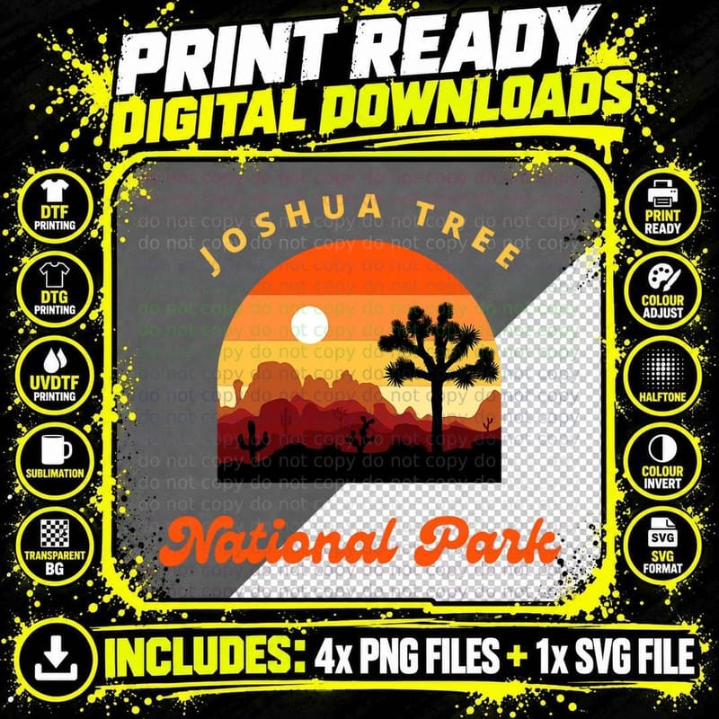 Camping Hike Explore Joshua Tree National Park T-Shirt Png SVG Digital Bundle