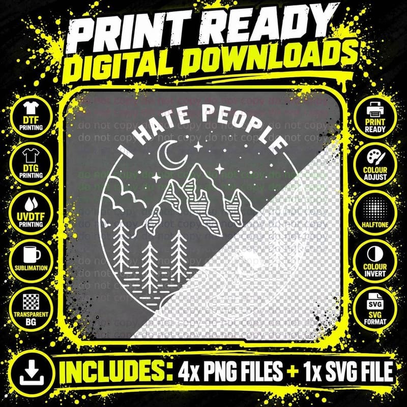 Camping I Hate People Mountain Camping Lovers T-Shirt Png SVG Digital Bundle