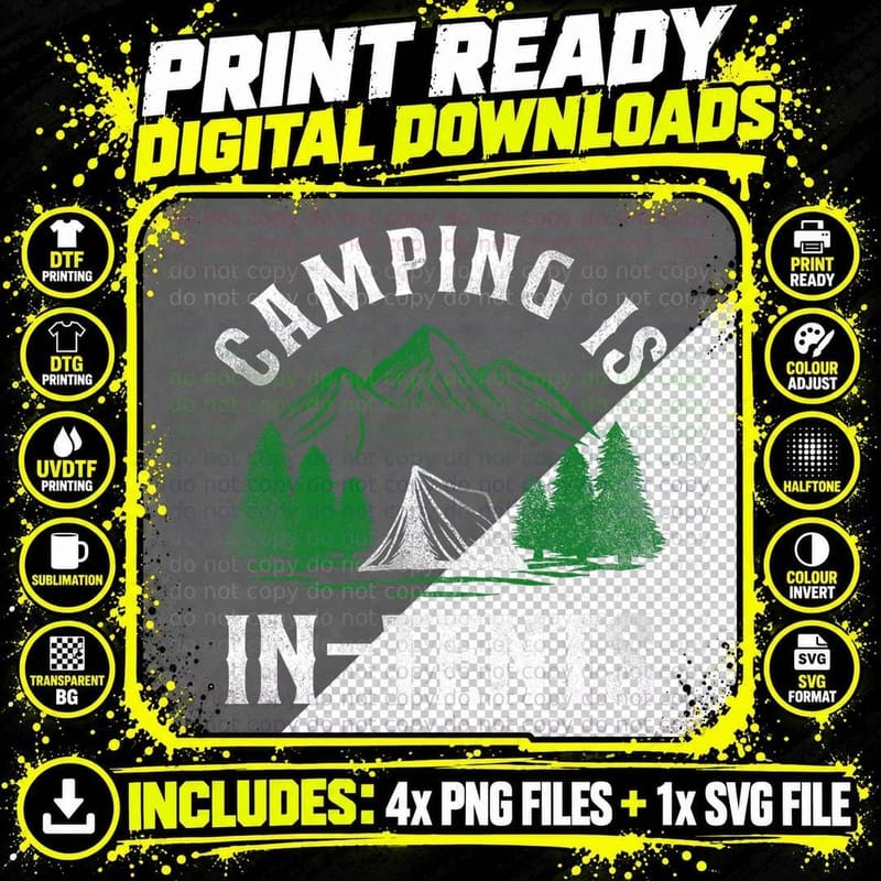 Camping Is In-Tents Tent T-Shirt Png SVG Digital Bundle