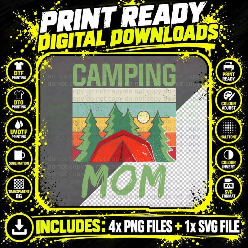 Camping Mom Camper Camp Campsite Campfire Mother Mommy Png SVG Digital Bundle