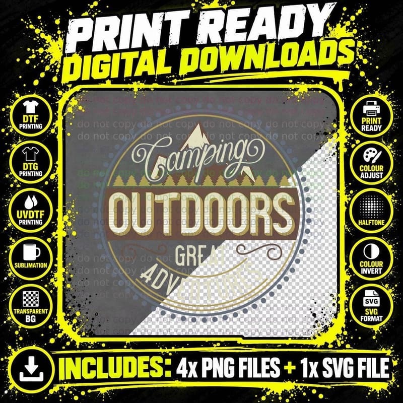 Camping Outdoors Great Adventures T-Shirt Png SVG Digital Bundle