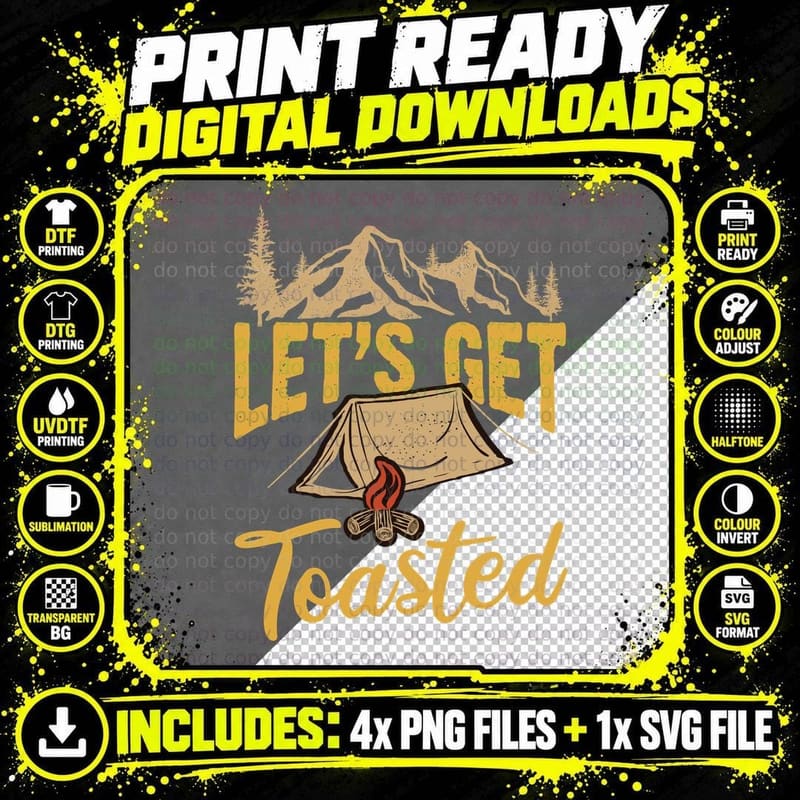Camping Toasted T-Shirt, Adventure Theme, Outdoorsy Vibes Png SVG Digital Bundle