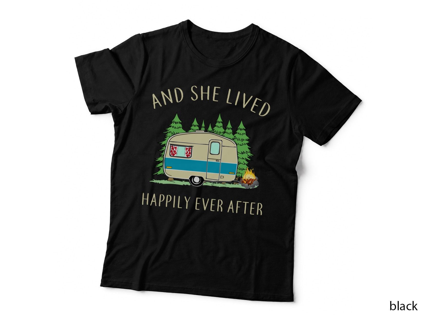 Camping Trailer T-Shirt, Retro RV Style, Nature Lovers Apparel