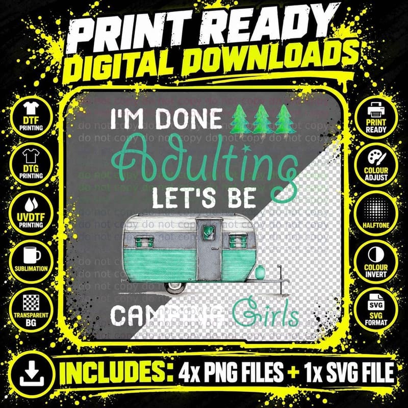 Camping Trailer T-Shirt, Vintage Retro, Girls Png SVG Digital Bundle
