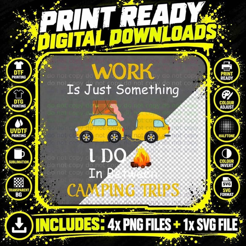 Camping Trip Adventure T-Shirt, Retro Travel Style Png SVG Digital Bundle