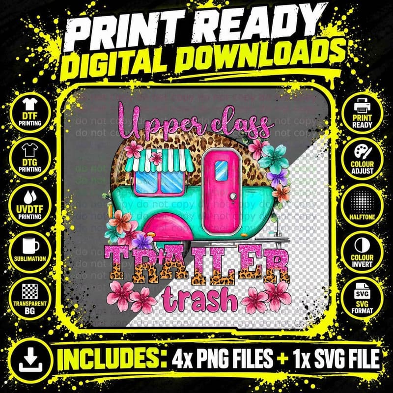 Camping Upper Class Trailer Trash Making Memories Hiking Png SVG Digital Bundle