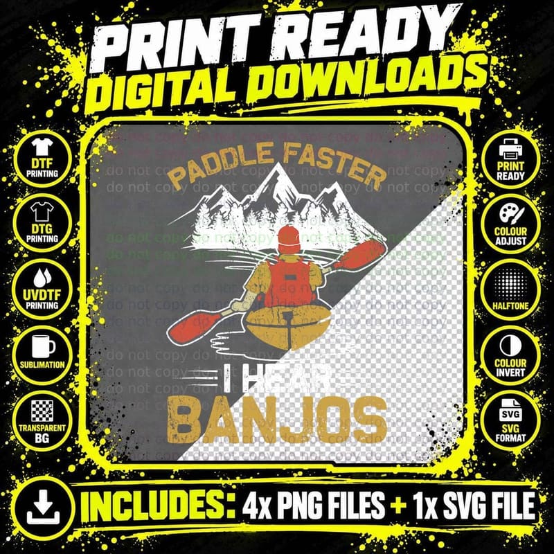 Canoe Camping Paddling Rafting Paddle Faster I Hear Png SVG Digital Bundle