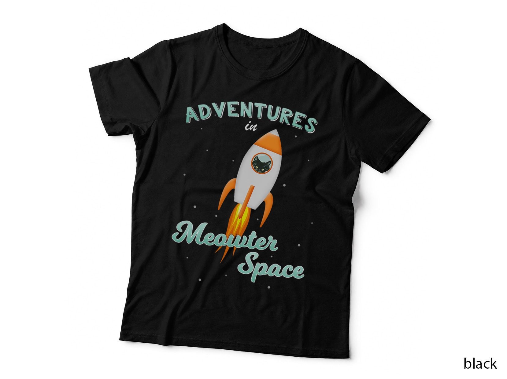 Cat Space Rocket Ship T-Shirt, Space Adventure, Pet Lover Apparel
