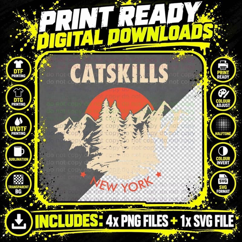 Catskills New York Hiking Mountains T-Shirt Png SVG Digital Bundle