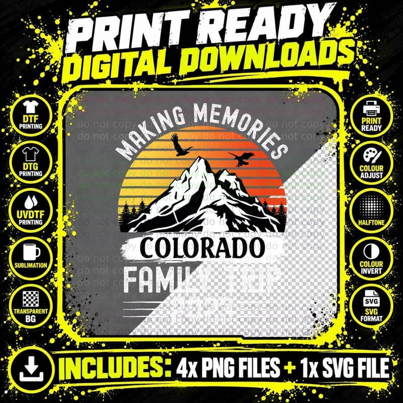 Colorado Family Vacation Mountains Camping Family Trip Png SVG Digital Bundle