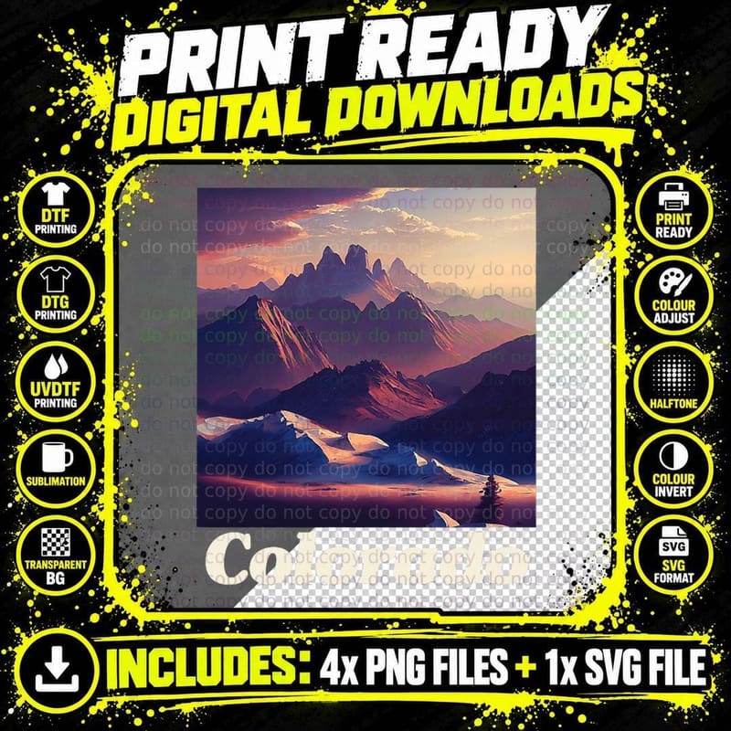 Colorado Mountain Nature Graphic T-Shirt Png SVG Digital Bundle
