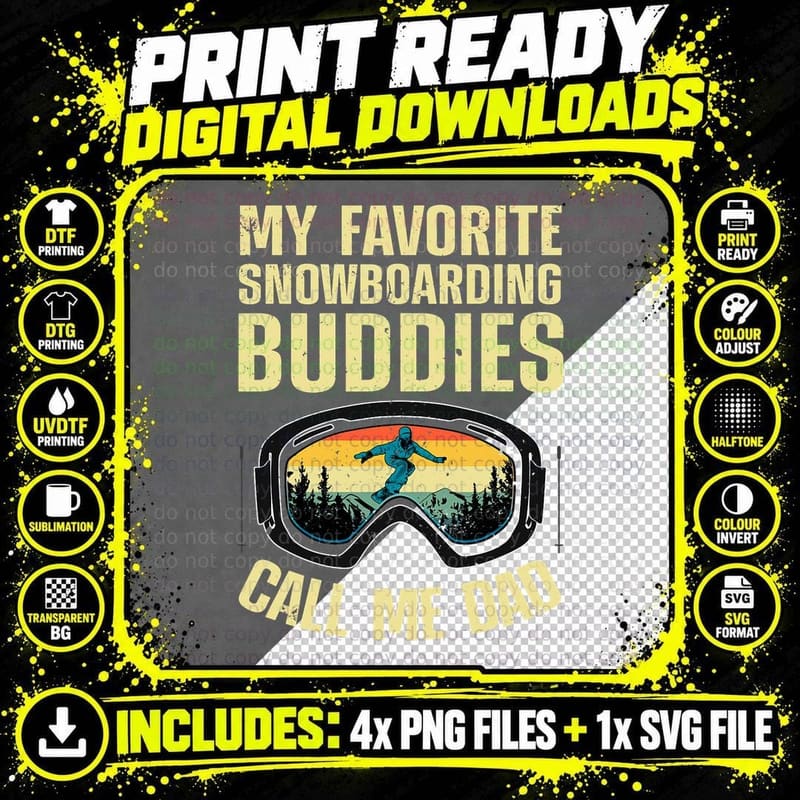 Cool Snowboarding Art Men Dad Father Snowboard Png SVG Digital Bundle