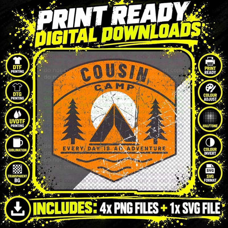 Cousin Camp Everyday Is an Adventure Summer Camping Png SVG Digital Bundle