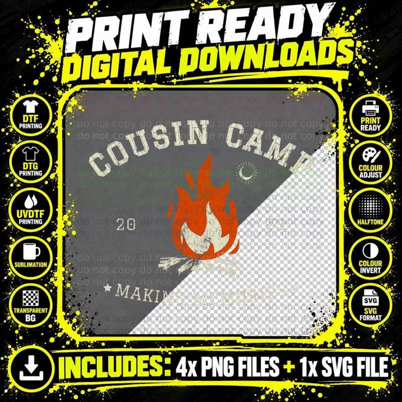 Cousin Camp Making Memories Campfire Camping Vacation Png SVG Digital Bundle