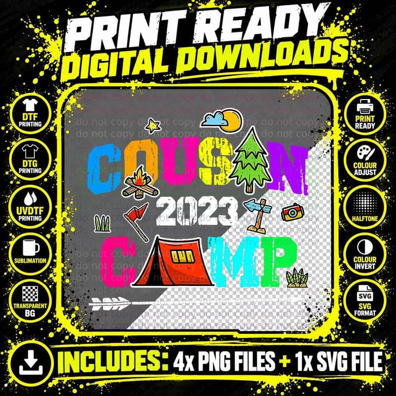 Cousin Camp Summer Vacation Camping T-Shirt Png SVG Digital Bundle