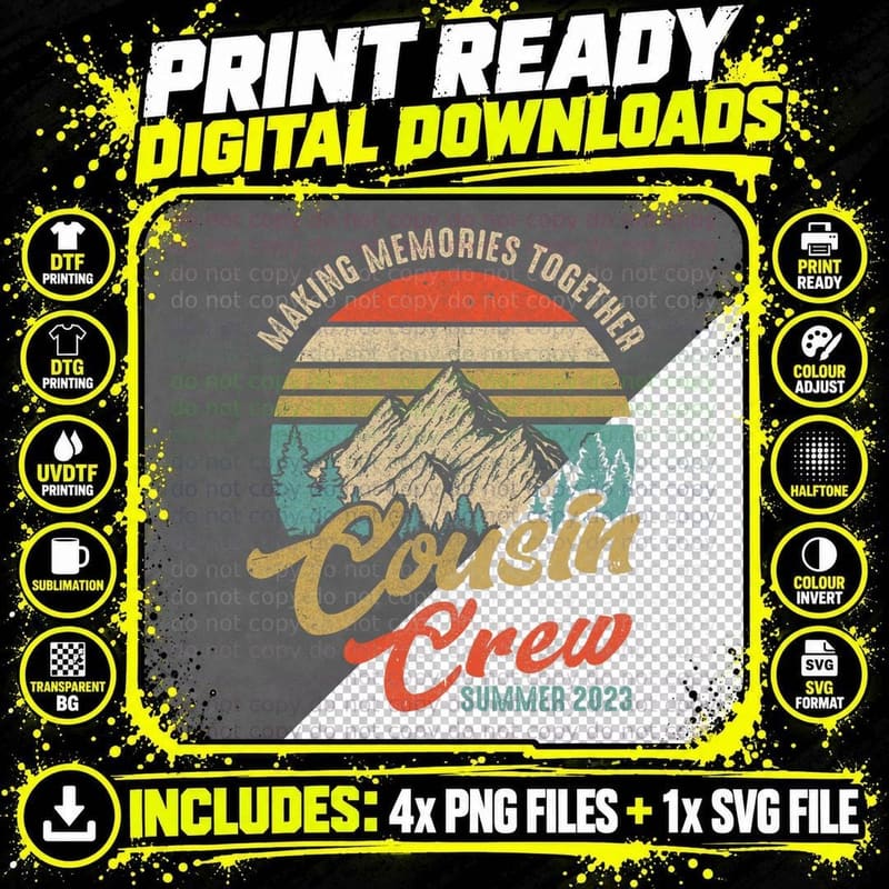 Cousin Crew Funny Summer Vacation Camping Crew Camp Png SVG Digital Bundle