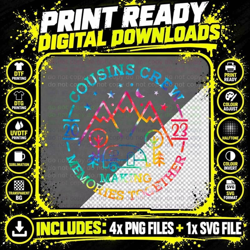 Cousin Crew Making Memories Family Reunion Trip Camping Png SVG Digital Bundle