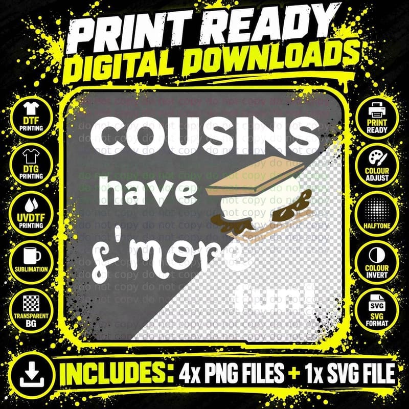Cousin Family Reunion S'mores T-Shirt, Camping Fun Png SVG Digital Bundle