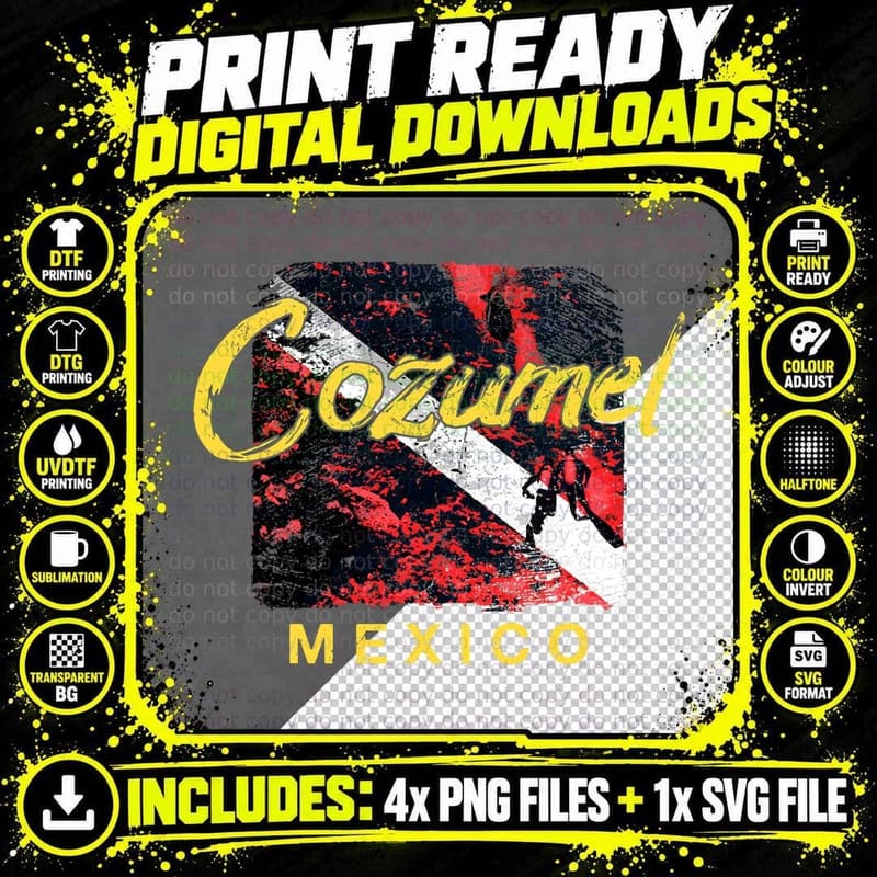 Cozumel Dive Mexico Scuba T-Shirt, Adventure Travel Style Png SVG Digital Bundle