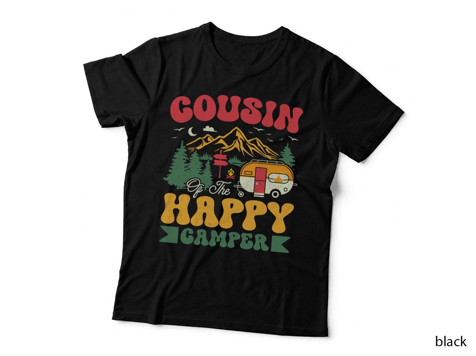 Cute Cousin of Happy Camper Groovy Camping Trip T-Shirt
