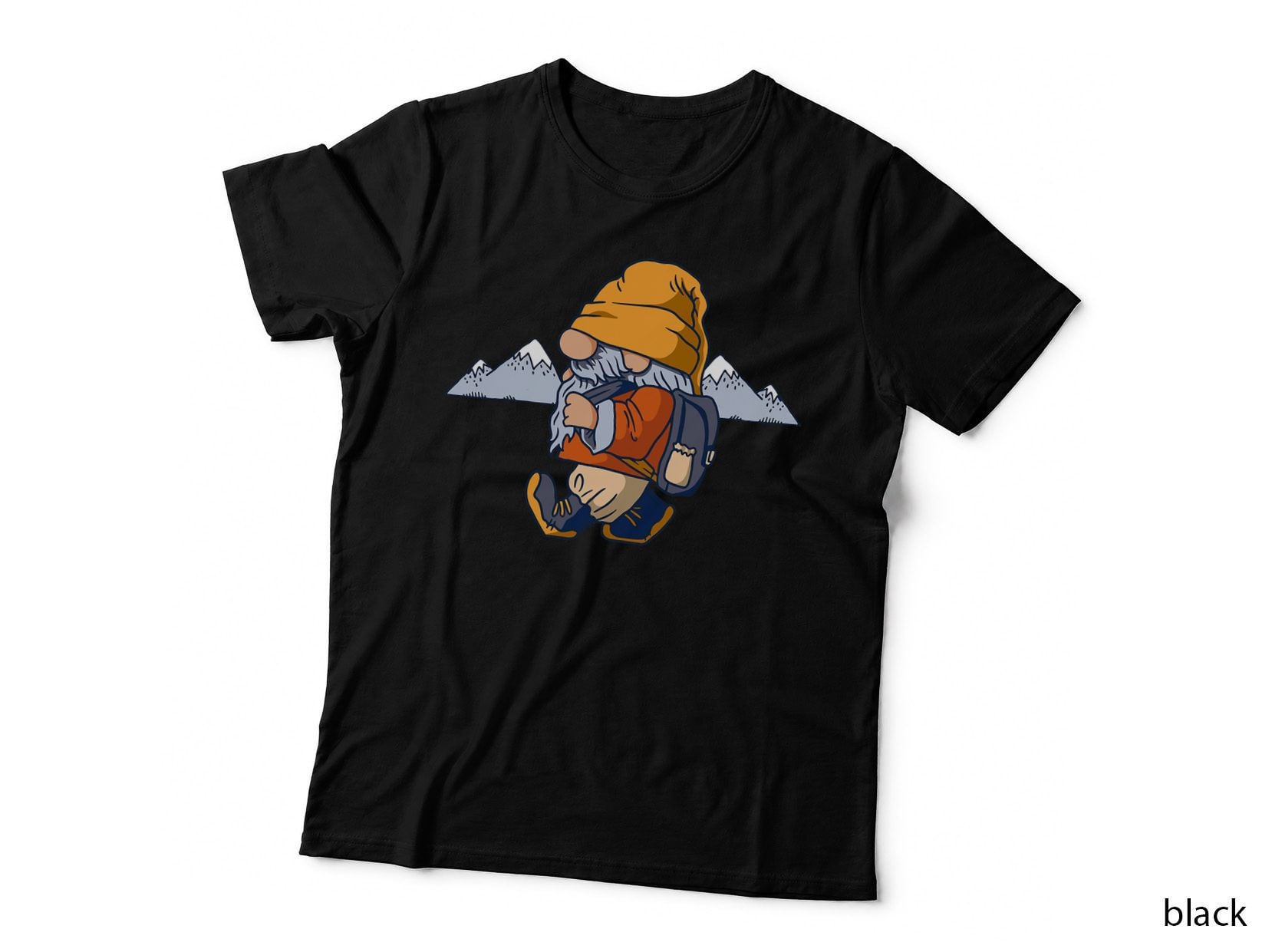 Cute Hiking Gnome Mountain Lovers Camping Outdoors Funny T-Shirt