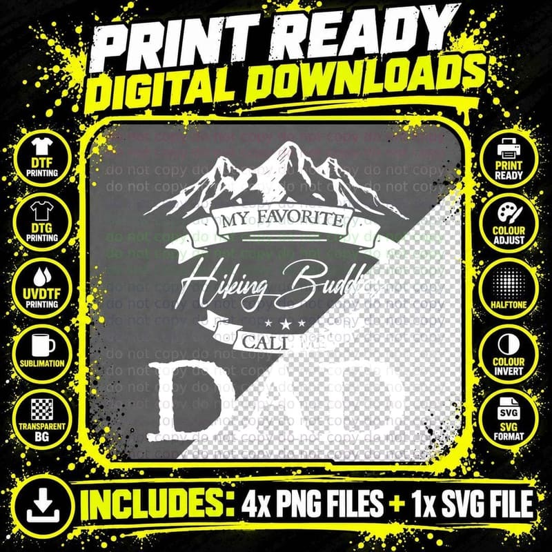 Dad Hiking Buddies T-Shirt, Hiking Apparel Png SVG Digital Bundle