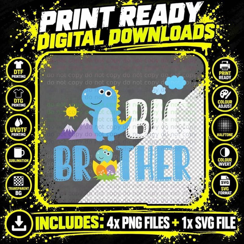 Dinosaur Brother T-Shirt, Dino Adventure Style Png SVG Digital Bundle