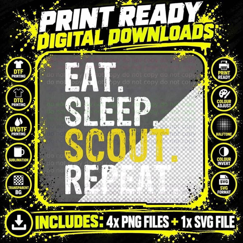 Eat Sleep Scout Repeat Gift Camping Backpacking T-Shirt Png SVG Digital Bundle